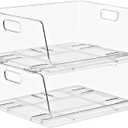 Sorbus Stackable Storage Bins Open Front - Clear Storage Bins - Pantry Bins for Storage and Organization - Acrylic Stackable Bins for Kitchen - Clear Pantry Organizer Bins (Large 2 Pack)