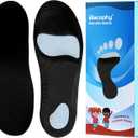 Bacophy Kids Orthotic Arch Support Insoles, Plantar Fasciitis Cushioning Shoe Inserts, Shock Absorption Velvet Surfaces Deep Heel Cup Chinldren Inner Soles for Flat Feet, Feet Heel Pain Relief (XL) (5-6.5 M Big Kid, Black)
