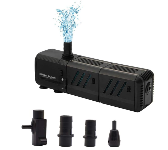 MQ 400GPH Submersible Water Pump (1500L/H, 15W) with Filters and Water Nozzles, Ultra Quiet for Aquarium, Fish Tank, Pond, Fountain, Hydroponics