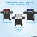 Grill Parts Kit for Expert Grill 4 Burner 720-0789H, Grill Grate, Heat Shield and Burner Kit for Expert Grill Parts XG1136207123002, Expert Grill Replacement Parts 4 Burner XG19-101-002-02