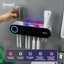 iHave Toothbrush Holders for Bathrooms, UV Toothbrush Sanitizer and Holder Smart Home Bathroom Accessories, 3 Cups Electric Toothbrush Holder Wall Mounted with Toothpaste Dispenser Bathroom Decor