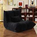 Bean Bag Chair with Pillow, Giant Flannal Memory Foam beanbags Lazy Sofa for Audlts Fireside Chair Armless Chair for Living Room Bedroom Dorm Office (Black, Single Sofa)