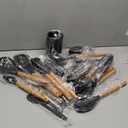 Cooking Utensils Set- 35 PCs Kitchen Utensils with Grater,Tongs, Spoon Spatula &Turner Made of Heat Resistant Food Grade Silicone and Wooden Handles Kitchen Gadgets Tools Set for Nonstick Cookware (Black)