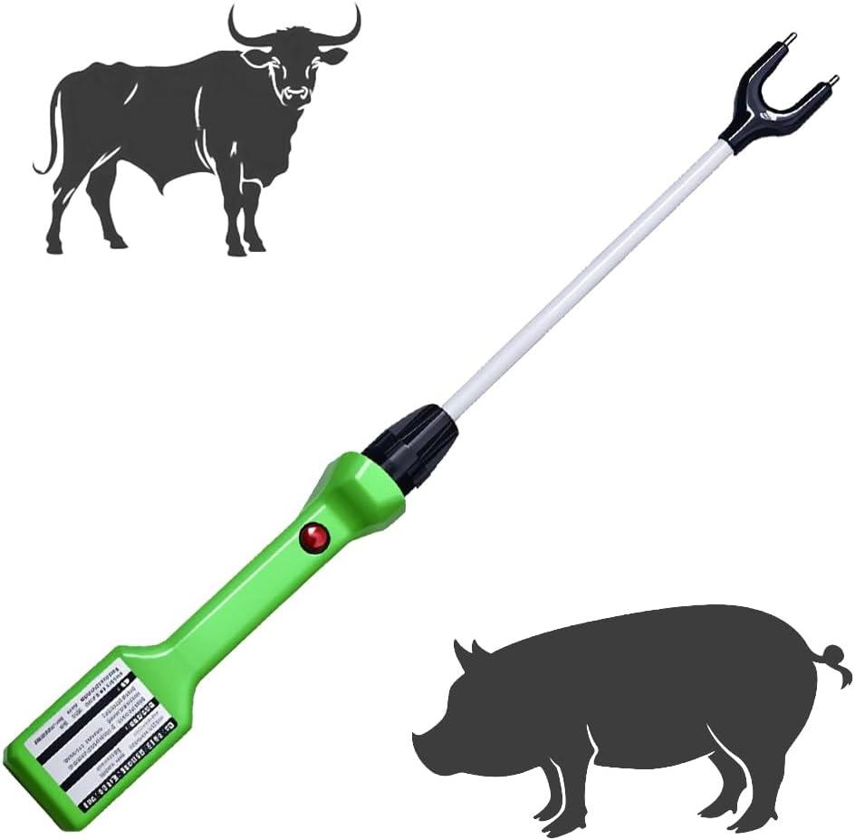 Cattle Prod Rechargeable with Led Light, Waterproof Cattle Prod for Dogs, Cattle Prod Self Defense, Lightweight Cattle Prod Livestock for Cow, Electric Cattle Prod, 25.17Inch, Green