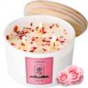 AOOVOO Rose Scented Candles for Women - 20oz 3 Wick Soy Candles for Home Scented, Aromatherapy Candle with Crystals Inside, Birthday Gifts Valentines Day Candle for Women Mom