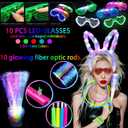 186 PCS Glow in the Dark Party Supplies,16 Foam Sticks,10 Glow Fiber Wands, 10 LED Glasses, 10 Glowing Rabbit Ears,100 Glow Sticks and 40 Finger Lights for Neon Party Birthday Carnivals Halloween