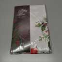 Newbridge Poinsettia Festivity Gingham Bordered Christmas Fabric Tablecloth, Holiday Red Poinsettia & Holly Print, Easy Care Stain Release, 60 x 84 Inch Oval (Multi Color)