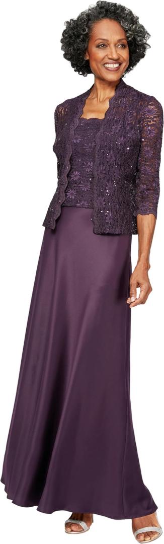Alex Evenings Women's Two Piece Mother of The Bride Dress with Lace Jacket Size 10