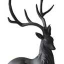 1 Pcs Christmas Reindeer Sculpture, Resin Deer Christmas Decoration, Matte Black Resin Elk Statues for Home Decor, Ideal for Living Room, Bedroom, Office, Bookshelf, and Desk Ornaments