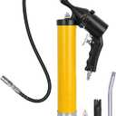 GOOACC Pneumatic Grease Gun 6000 PSI 14oz Heavy Duty Air Operated Grease Gun Kit with 18" Spring Flex Hose Rigid Pipe Coupler Pistol Grip Grease Guns for Automotive Farm Industrial Marine, Yellow 6PCS