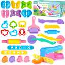 VConejo Dough Tools Set for Kids, 26pcs Dough and Clay Accessories with Stamps, Animal Cutters, Rollers, Extruder, Dinosaur Play Molds, Educational Toys for Boys Girls