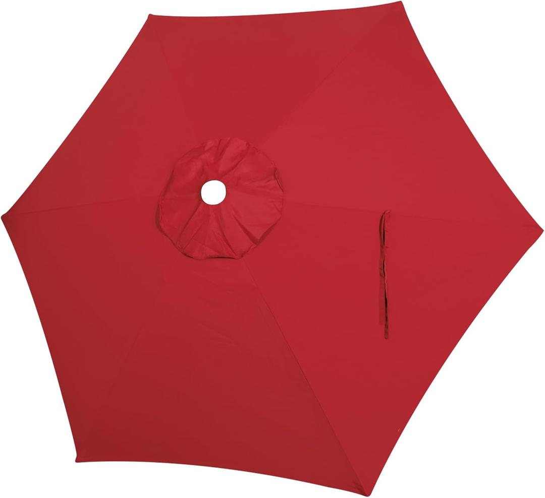 Blissun Patio Umbrella Replacement Canopy for 7.5ft 6-Rib (Each Rib 43"-45") Market Umbrella - Canopy Only (Red)