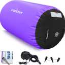 VOFiTNY Inflatable Gymnastics Air mat Tumbling Track with Air Barrel Octagon Mat with Pump for Home/Gym (4'L x 2.5'D, Black/Purple)
