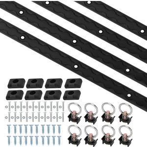 4ft 4pcs Aluminum L-Track Rail,48" L Track Rails Tie Down System,Include (8) O-Ring, (8) Black End Caps and Mounting Screws,Suitable for Secure Motorcycles,ATV,Use On Pickup Truck, RV, Open Trailer