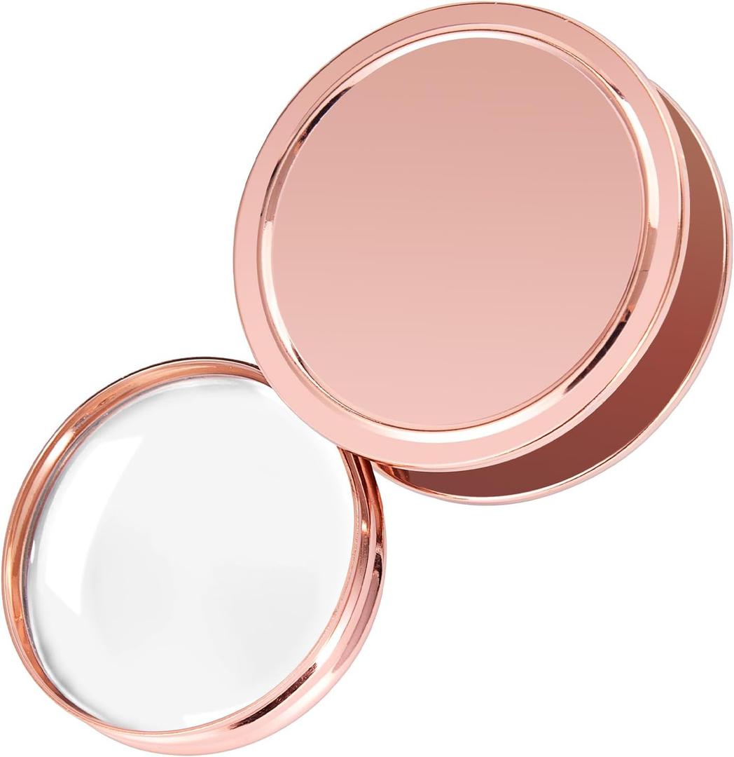 Portable Magnifier Foldable Round 9X Metal Magnifier with Metal Protective Case (Rose Gold)