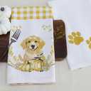 PurpleEssences Cotton Kitchen Towels Set of 2 - Absorbent Dish Towels Set Tea Towels Bar Towels Multipurpose Kitchen Linen, Drying Dish Hand Towels 16 x 28 Inch (Puppy & Paw)