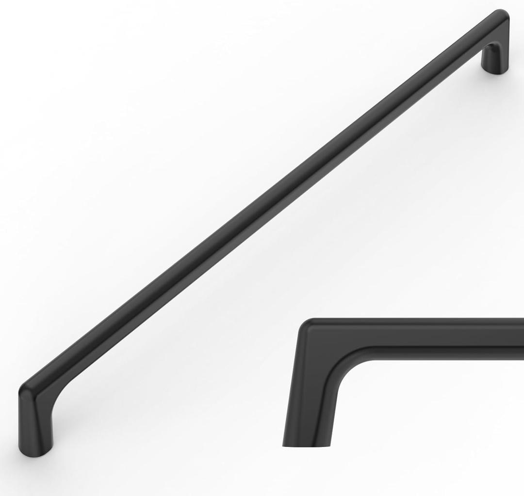 Amerdeco 10 Pack Matte Black Cabinet Pulls 10 Inch(256MM) Hole Centers Kitchen Cabinet Handles Hardware Kitchen Handles for Cabinets Cupboard Handles Drawer Pulls ZH0041