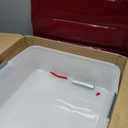 IRIS USA 33 Qt. Holiday Wreath Storage Container Box with Lid, 3-pack, Stackable Under Bed Storage Organizer Bin with Latching Buckles for 20" Wreaths Festive Holiday Decorations Garlands, Clear/Red