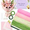 400 Pcs Pipe Cleaner Flower Kit, Pink Pipe Cleaners Bulk, 4 Color Fuzzy Sticks Set for Tulip Flowers Making, Thick Chenille Stems for Arts DIY Craft as Gift (Pink)