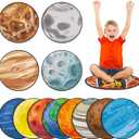 Tinideya 12 Pcs Kids Carpet Circle Seats for Class 16 Inch Round Classroom Rug Floor Cushions Soft First Day of School Educational Mat Non Slip Back to School Learning Playing Areas(Space Planet)