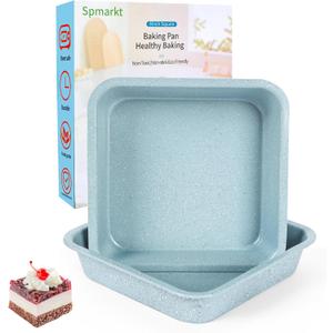 2-Pack 8 inch Square Baking Pan, Non-Stick Square Cake Pan for Cakes Lasagna Brownies, 8x8 Baking Pan, Even Heating, Easy to Clean, Light Blue