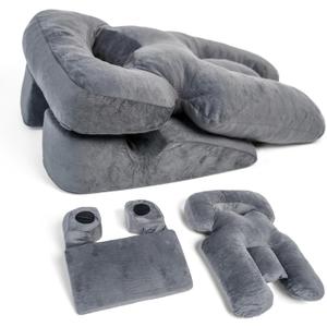 Zomaple Face Down Pillow for Sleeping & Recovery After BBL, Vitrectomy, Retinal & Eye Surgery - Patented Facedown Pillow with Gel Pack is Prone Home Massage Bed Equipment - Ideal for Stomach Sleepers (Grey)
