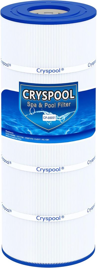 Cryspool 08051 Filter Compatible with XStream CC1750, CCX1750RE, PXST175, C-8317, FC-1301, 175 Sq. Ft Pool Filter Cartridge, 1 Pack