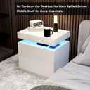 LED Nightstands Set of 2, Modern White Night Stand End Tables with APP & Remote Control LED Lighting, 2 Drawers, Open Shelf Storage, Bedside Tables for Bedroom and Living Room, 20 x 14 x 20 inches