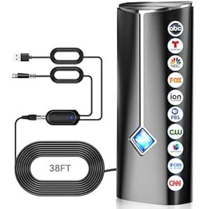 2026 Strongest TV Antenna, 3600+ Miles Range Digital Antenna for Smart TV Indoor Outdoor with Amplifier, 360° Reception HDTV Antenna for Local Channels Supports 8K, 4K, 1080P for All TVs - 38FT Cable