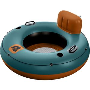 Retrospec Siesta Float 48" Inflatable River Tube | Heavy-Duty Water Float w/Backrest & Cup Holders | 300 lbs | Repair Kit | Pool, Lake & River (Aruba Blue)