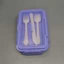 Jelife Bento Lunch Box for Kids - Large Bento-Style Leakproof Bento Boxes with 4 Compartments Lunchbox with Silverware for Kids Back to School, Reusable On-the-Go Meal and Snack Containers,Macaron