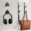 Geelin 4 Pcs Cubicle Accessories Set Include 2 Adjustable Double Cubicle Hooks 2 Fabric Wall Headphone Stands for Office Space-Saving Hanger Set