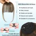 NAYOO Bangs Hair Clip - Brown Fake Bangs 100% Real Human Hair Extensions Wispy Bangs for Women Fringe with Temples Hairpieces Curved Bangs for Daily Wear(Brown, Wispy Bangs)