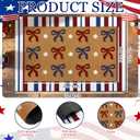 Tinideya 2 Pcs Independence Day Door Mat Patriotic Welcome Non Slip Coir Mats 4th of July Bow Star Floor Layering Doormats Seasonal for Front Porch Entryway Decor(Bow)