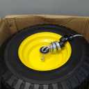 MaxAuto 4.10/3.50-6" Flat Free Tire Replacement for John Deere Mower, Hand Truck/All Purpose Utility Tire on Wheel, 3"-3.5''-4.0''-4.5'' Centered Hub, 3/4" Bearings, Yellow Steel (2 pack)