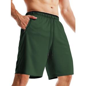 Aolesy Men's Gym Workout Shorts 5"/7"/10" Lightweight Bodybuilding Athletic Shorts Running Training with Zip Pockets (Green, M)