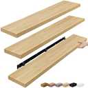 Sorbus Floating Shelves for Wall - 55 Inch Extra-Long Bathroom Shelves, Wall Decor for Bedroom, Kitchen, Living Room, Book Storage - Mounted Floating Shelf with Hidden Brackets (Maple Wood, 3 Pack)