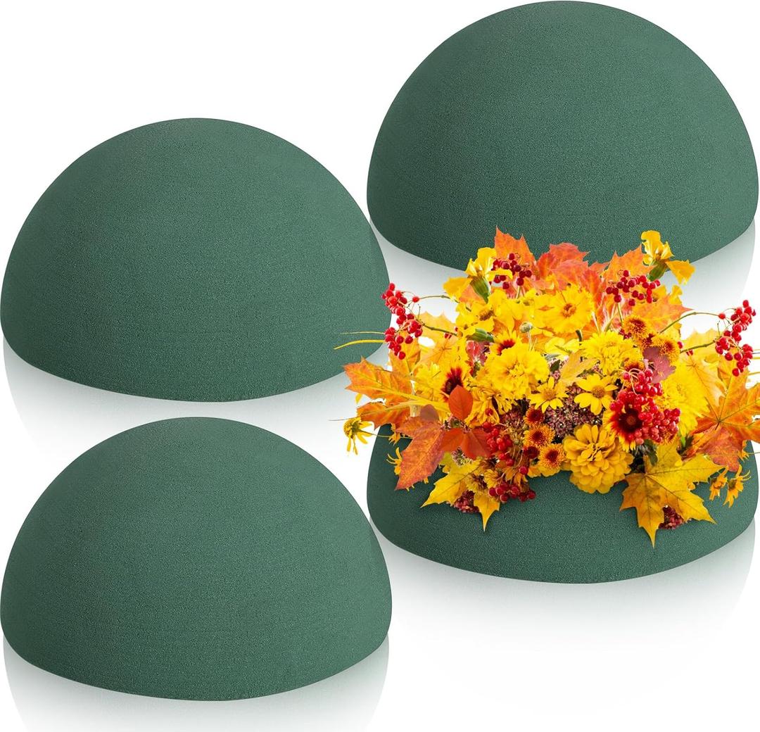 Floral Dry Foam Half Ball 4 Pack Green Floral Foam Round Foam Block Dry Foam Balls Craft Supplies Large Flower Foam Craft Foam for Artificial Plant Floral Arrangement (3.54 x 1.77 Inch)