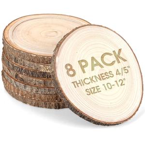 Adrattnay 8pcs Wood Slices for Centerpieces 10-12 Inches, Round Paulownia Wood Circles for Centrepiece, Rustic Wedding, Baby Shower, Party, Home Decoration and DIY Crafts (beige)