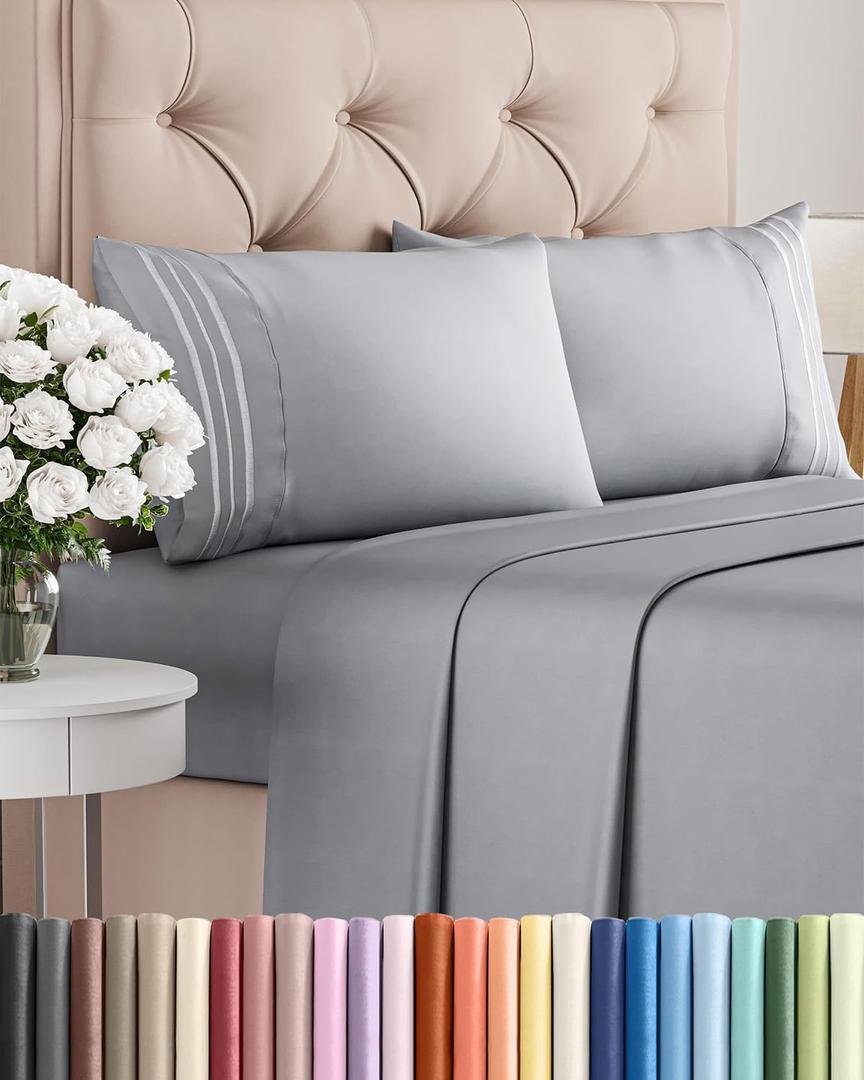 Queen Size 4 Piece Sheet Set - Comfy Breathable & Cooling Bed Sheets Set - Hotel Luxury Bedding for Women, Men, Kids, Teens, Boys & Girls - Deep Pockets, Soft and Wrinkle Free - Oeko-Tex - Steel Blue