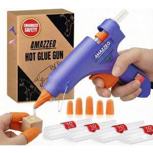 Hot Glue Gun and Sticks Set 40pcs with 5 Fingers Safety Caps - High Temp Fast Reheating Mini Glue Gun for School Projects & Quick Repairs Small Glue Gun for DIY Crafts with No Leakage