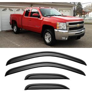 Window Rain Guards for 2007-2013 Chevy Silverado & GMC Sierra 1500, Out-Channel Window Vent Visors Shades Wind Deflectors for 07-14 Silverado & Sierra 2500HD/3500HD Extended Cab