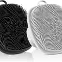 Face Scrubber 2Pack Silicone Face Scrubber for Men, Facial Cleansing Brush Silicone Face Wash Brush Manual Waterproof Cleansing Skin Care Face Brushes for and Exfoliating (Black+white)