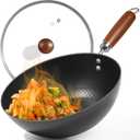 9.5-Inch Stir-Fry Woks & Pans Set with Glass Lid, 1.65lb Lightweight