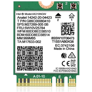 WiFi 6E Wireless Card Intel AX210 NGW Bluetooth 5.3 TriBand 5400Mbps Network Adapter for Laptop Support Windows 10/11 (64bit) M.2/NGFF