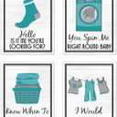 Turquoise Teal Blue Gray and White Retro Vintage Inspirational Laundry Room 70s 80s Music Song Titles Decorations Decor Wall Art for Laundromat Prints Posters Pictures Sign Gifts Rustic Modern