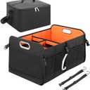 StorageWorks Trunk Organizer for SUV, Multi-Compartment Car Trunk Organizer, Car Organizer and storage with Aluminum Alloy Handle, Medium, Black and Orange, 1-Pack