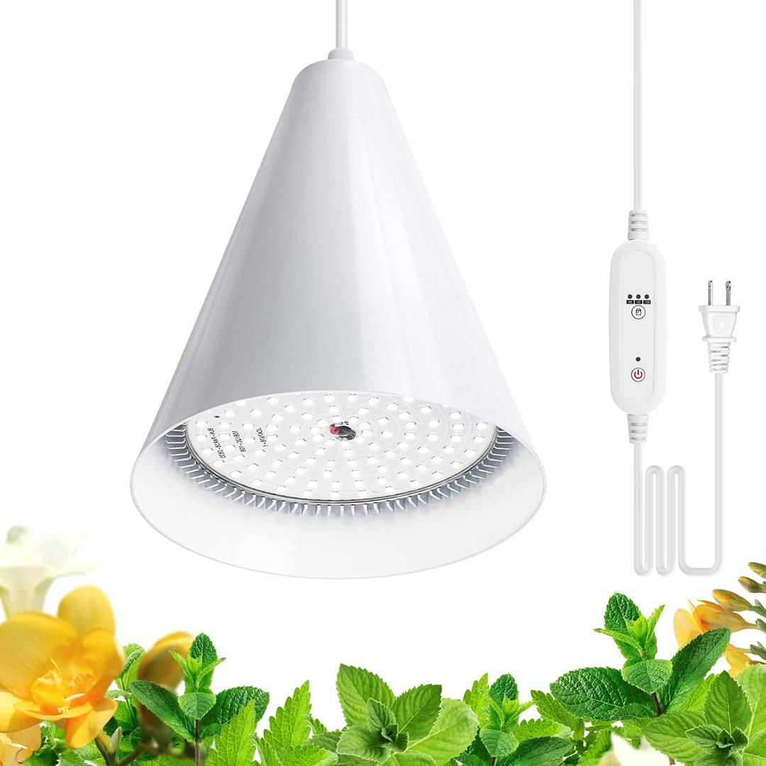 Bstrip Hanging Grow Lights for Indoor Plants-25W Full Spectrum 5000K Plant Light with 4H/9H/14H Timer& 16.4FT Power Cord for Indoor Growing, Ideal for Large Tall Plant, Garden and Flowers Greenhouse (White)