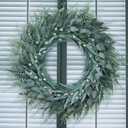 32" Eucalyptus Wreath for Front Door - Large Artificial Greenery Outdoor Wreath for Porch, Window,Farmhouse,Home,Holiday,Hanging Decor- Spring, Summer, Fall, All Seasons (Green)