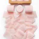 Mothers Day Ribbon, 3 Rolls 1 1/2 inch x 7Yd Blush Pink Flower Ribbon for Flower Bouquet/Gift Wrapping, Chiffon Ribbons for Crafts, Wedding, Bouquet Wrap, DIY Crafts (3 Rolls, 1.5*21YD)